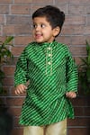 APRICOTKIDS_Green Cotton Leheriya Pattern Kurta With Pant _Online_at_Aza_Fashions