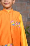 Shop_APRICOTKIDS_Orange Cotton Silk Embellished Sequin Floral Bundi Kurta Set _at_Aza_Fashions