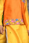 APRICOTKIDS_Orange Cotton Silk Embellished Sequin Floral Bundi Kurta Set _Online_at_Aza_Fashions