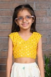 Shop_APRICOTKIDS_Off White Cotton, Chiffon Embroidery, Sequins Butterfly Lehenga With Blouse _at_Aza_Fashions