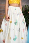 APRICOTKIDS_Off White Cotton, Chiffon Embroidery, Sequins Butterfly Lehenga With Blouse _Online_at_Aza_Fashions