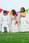 Shop_APRICOTKIDS_Off White Cotton Embroidered Thread Scooter Kurta With Pyjama _at_Aza_Fashions