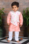 Buy_APRICOTKIDS_Off White Cotton Silk Printed Floral Asymmetric Bundi Kurta Set _at_Aza_Fashions