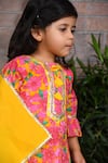 APRICOTKIDS_Pink Cotton Printed Floral Blossom Kurta Lehenga Set _Online_at_Aza_Fashions