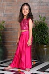 Shop_APRICOTKIDS_Pink Satin Embellished Sequin Top With Dhoti Skirt _at_Aza_Fashions