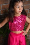 Buy_APRICOTKIDS_Pink Satin Embellished Sequin Top With Dhoti Skirt _Online_at_Aza_Fashions