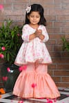 Buy_APRICOTKIDS_Off White Cotton Printed Floral Angarkha Anarkali With Sharara _at_Aza_Fashions