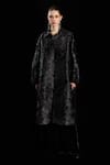 Buy_Rara Avis_Black Viscose Collared Pocketed Long Trench Coat _at_Aza_Fashions