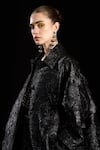 Rara Avis_Black Viscose Collared Pocketed Long Trench Coat _at_Aza_Fashions