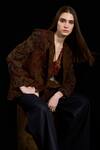 Shop_Rara Avis_Brown Cotton Hand Embroidered Dabka Notched Lapel Eurasia Blazer _Online_at_Aza_Fashions