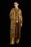 Buy_Rara Avis_Gold Polyester Tiger Open Sand Dunes Overlay Jacket _at_Aza_Fashions