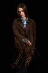 Buy_Rara Avis_Brown Viscose Hand Weaving Tassel Collared Woven Braided Jacket 