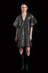 Buy_Rara Avis_Black Polyester Tassel Plunge V Hair Raising Shift Dress _at_Aza_Fashions