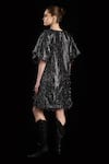 Shop_Rara Avis_Black Polyester Tassel Plunge V Hair Raising Shift Dress _at_Aza_Fashions