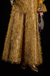 Rara Avis_Gold Polyester Tassel Hair Raising Long Skirt _Online_at_Aza_Fashions