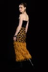 Shop_Rara Avis_Black Polyester Sweetheart Bralette Slit Dress _at_Aza_Fashions