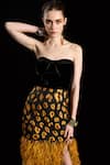 Buy_Rara Avis_Black Polyester Sweetheart Bralette Slit Dress _Online_at_Aza_Fashions