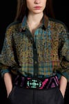 Buy_Rara Avis_Multi Color Cotton Print Checks Collar Indus Leopard Embroidered Shirt _Online_at_Aza_Fashions