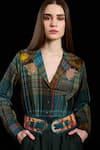 Buy_Rara Avis_Multi Color Cotton Print Checks Lapel Collar Indus Embroidered Jumpsuit _at_Aza_Fashions
