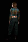 Shop_Rara Avis_Multi Color Cotton Print Checks Lapel Collar Indus Embroidered Jumpsuit _at_Aza_Fashions