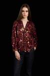 Buy_Rara Avis_Maroon Viscose Embroidery Sequins V-neck Full Sleeve Top_at_Aza_Fashions