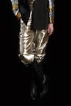 Rara Avis_Silver Polyester Solid Metallic Pleated Pant _Online_at_Aza_Fashions