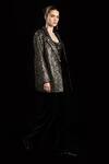 Rara Avis_Black Polyester Hand Embroidered Sequins Lapel Blazer _Online_at_Aza_Fashions