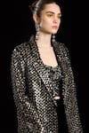 Buy_Rara Avis_Black Polyester Hand Embroidered Sequins Lapel Blazer _Online_at_Aza_Fashions