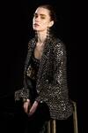 Rara Avis_Black Polyester Hand Embroidered Sequins Lapel Blazer _at_Aza_Fashions