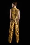 Shop_Rara Avis_Gold Polyester Sand Dunes Woven Jacquard Pant _at_Aza_Fashions