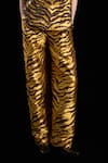 Rara Avis_Gold Polyester Sand Dunes Woven Jacquard Pant _Online_at_Aza_Fashions