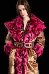 Shop_Rara Avis_Multi Color Velvet Printed Lapel Collar Faux Fur Coat _Online_at_Aza_Fashions