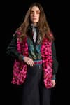 Buy_Rara Avis_Pink Polyester Printed Shawl Collar Leopard Pattern Faux Fur Vest _at_Aza_Fashions