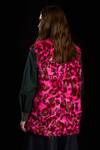 Shop_Rara Avis_Pink Polyester Printed Shawl Collar Leopard Pattern Faux Fur Vest _at_Aza_Fashions