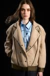 Rara Avis_Beige Viscose Lapel Collar Faux Fur Jacket _Online_at_Aza_Fashions