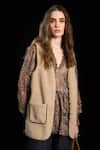 Buy_Rara Avis_Beige Viscose Lapel Collar Sleeveless Faux Fur Vest _at_Aza_Fashions