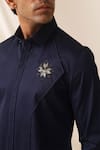 Buy_Seven_Blue Cotton Embroidered Motif Button Down Shirt _Online_at_Aza_Fashions