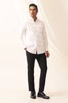 Shop_Seven_White Cotton Maximalist Textured Button Down Shirt_at_Aza_Fashions