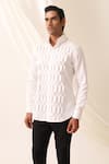 Seven_White Cotton Maximalist Textured Button Down Shirt_Online_at_Aza_Fashions
