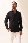 Buy_Seven_Black Cotton Embroidered Bead Meteor Shirt _at_Aza_Fashions