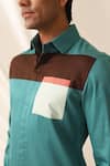 Shop_Seven_Green Cotton Ocean Color Block Pattern Shirt _Online_at_Aza_Fashions