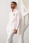 Seven_Pink Cotton Embroidered Owl Motif Shirt _Online_at_Aza_Fashions