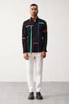 Seven_Black Cotton Polychromatic Striped Button Down Shirt_Online_at_Aza_Fashions
