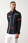 Buy_Seven_Black Cotton Polychromatic Striped Button Down Shirt_Online_at_Aza_Fashions