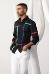 Seven_Black Cotton Polychromatic Striped Button Down Shirt_at_Aza_Fashions