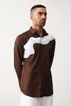 Buy_Seven_Brown Cotton Terra Flow Panelled Shirt _Online_at_Aza_Fashions