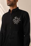 Shop_Seven_Black Cotton Embellished Bead Boom Yoke Shirt _Online_at_Aza_Fashions