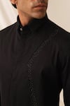 Shop_Seven_Black Cotton Embroidered Bead Bling Shirt _Online_at_Aza_Fashions