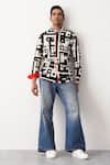 Buy_Seven_Black Cotton Geometric Print Shirt_at_Aza_Fashions