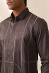 Buy_Seven_Grey Cotton Embroidered Thread Arched Shirt _Online_at_Aza_Fashions